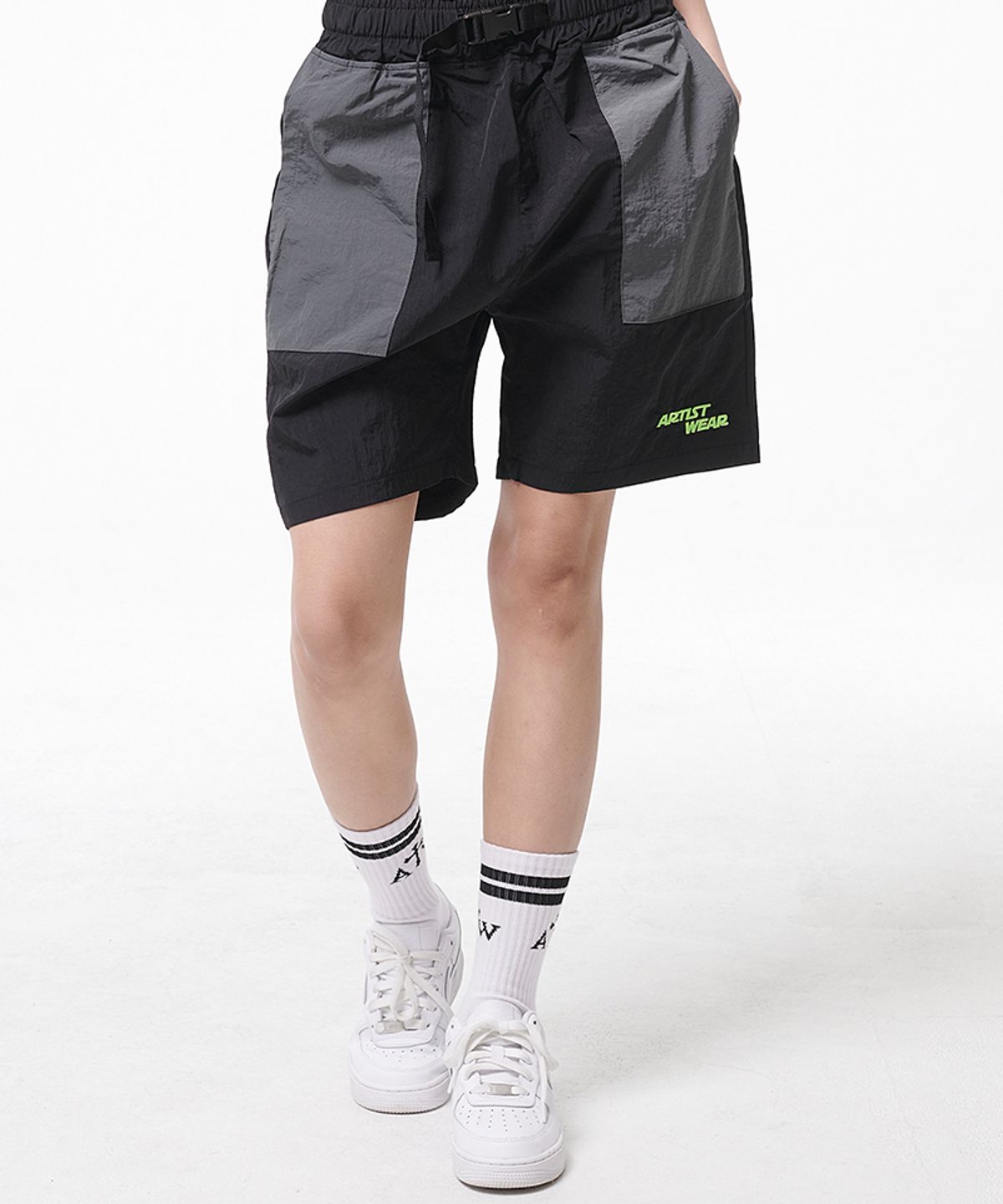 아티스트웨어(ARTISTWEAR) [ATW] 포켓 배색 하프팬츠_BK