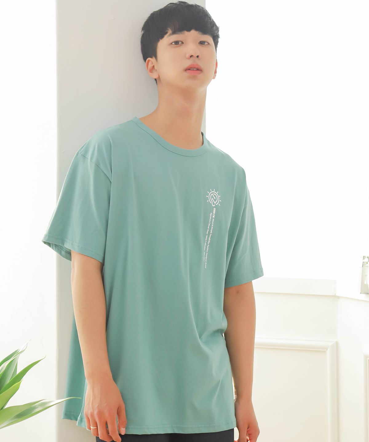 코드아이엠(CODE I'M) 30수 싱글 심볼 레터링 프린트 오버핏 반팔티 민트