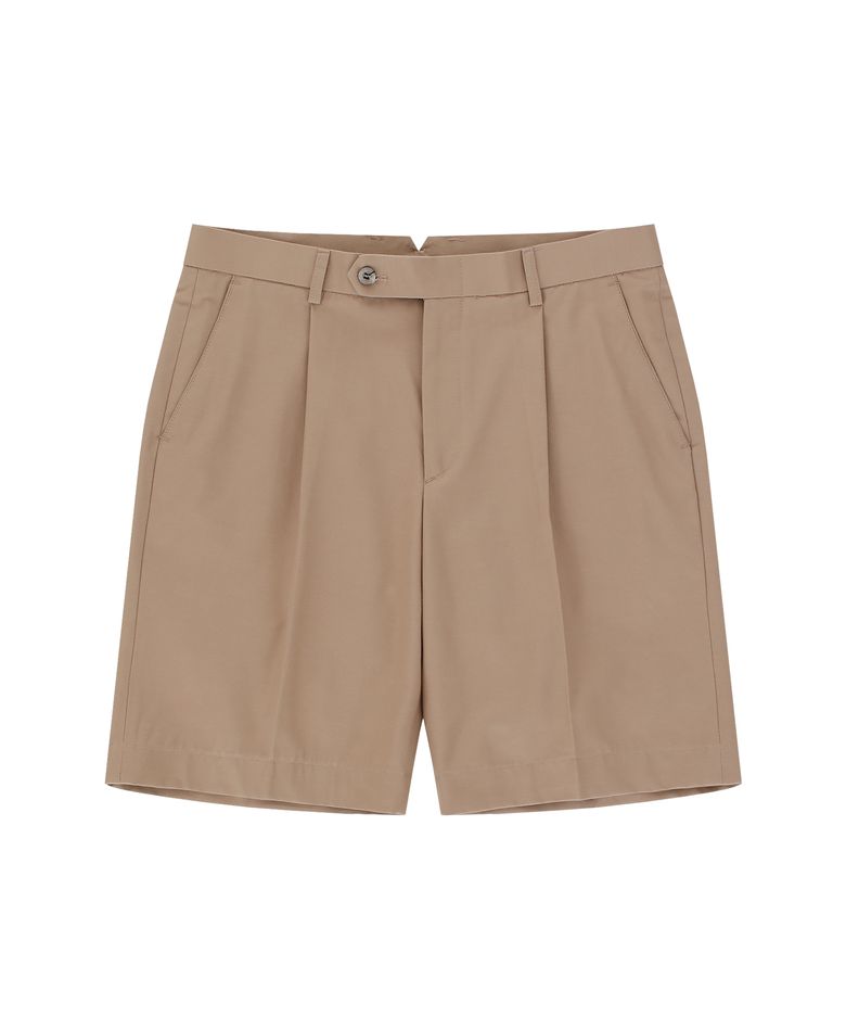 One tuck short pants (Khaki)_BPS19307