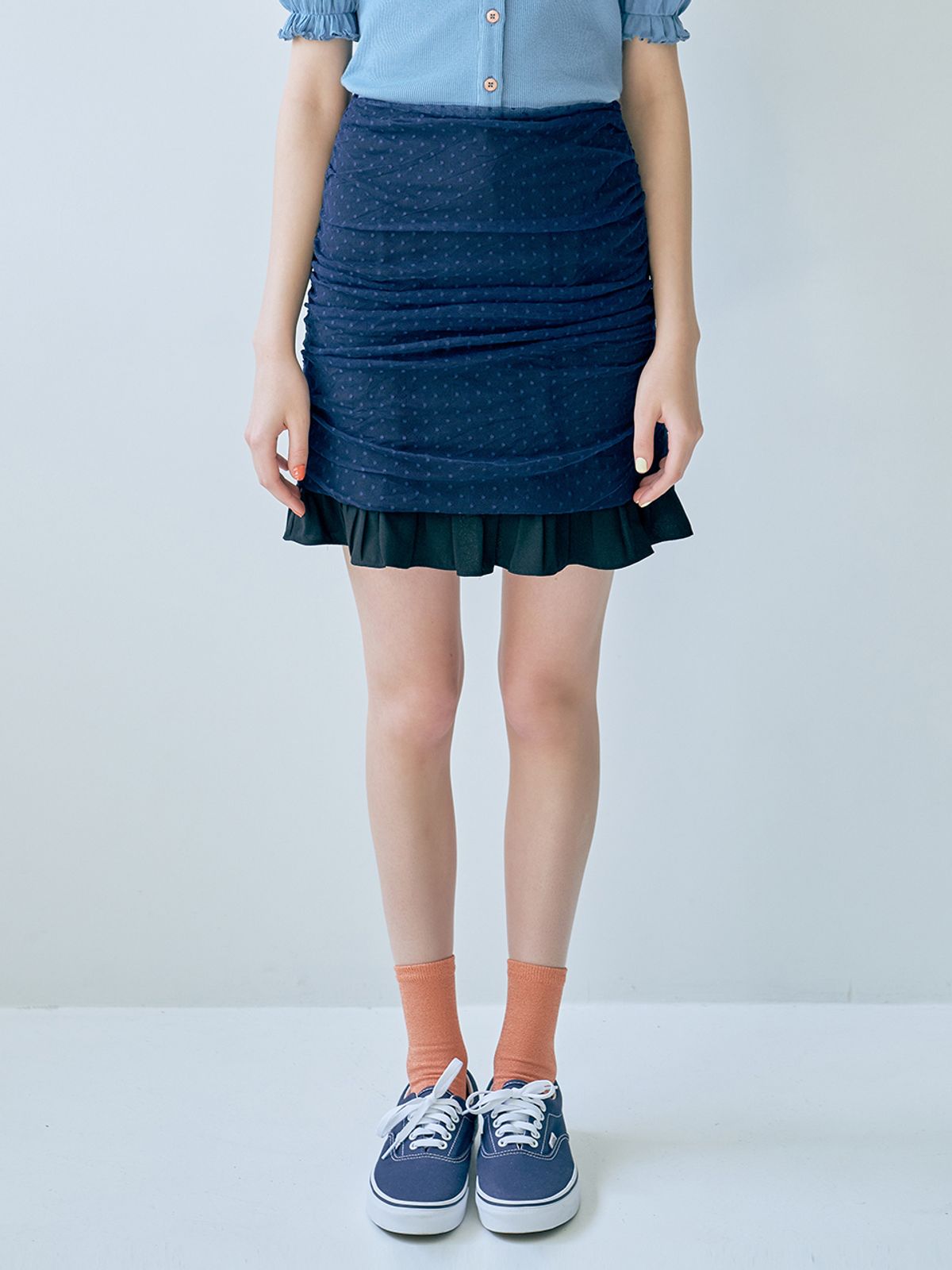 마가린핑거스(MARGARIN FINGERS) mesh shirring skirt