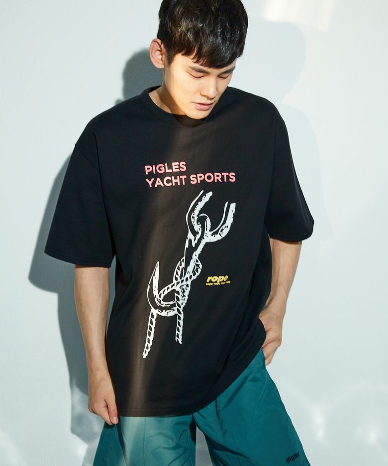 PGS 로프 모티브 프린트 티셔츠(블랙)