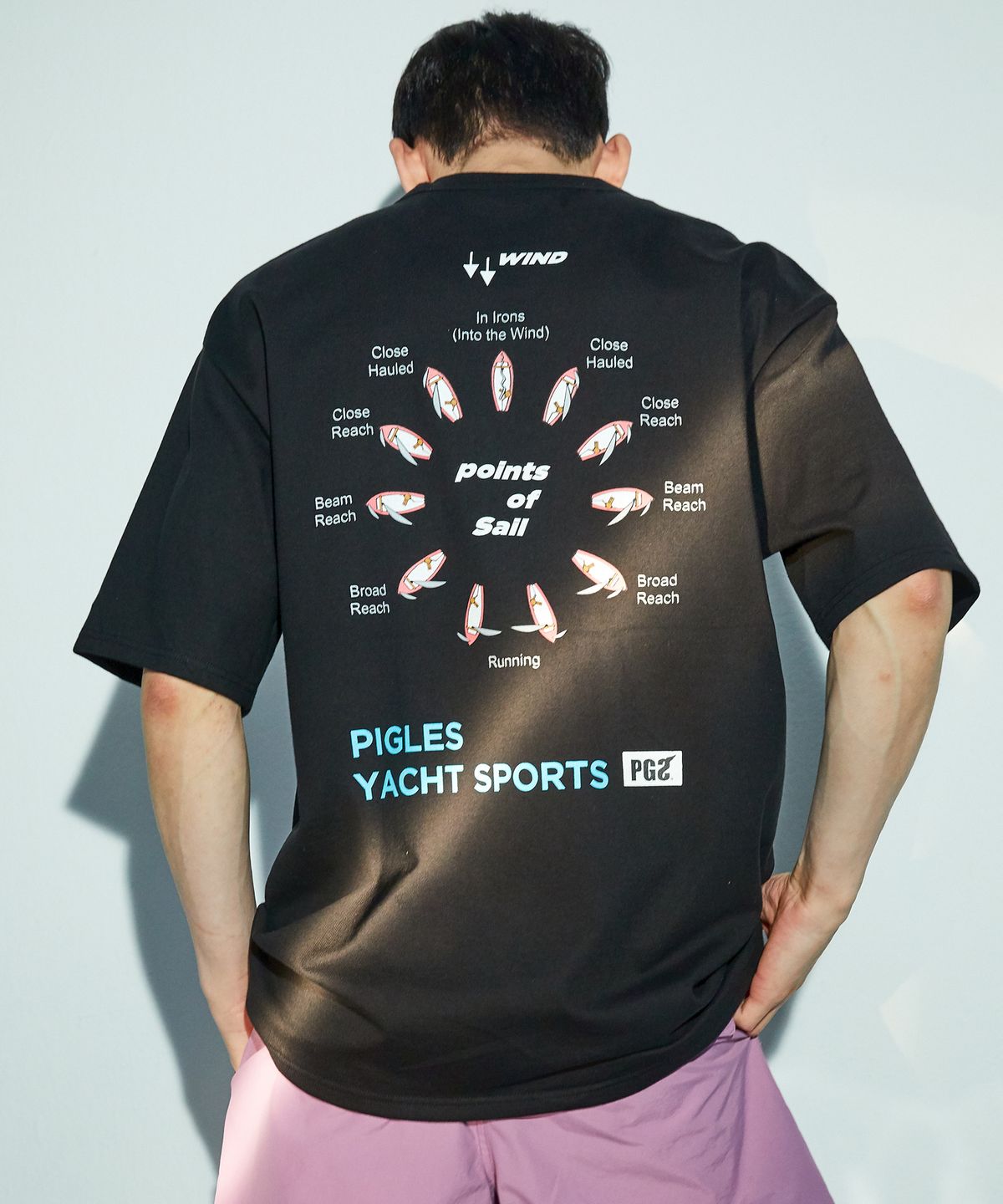 피글스(PIGLES) PGS 세일링 포인트 프린트 티셔츠(블랙)