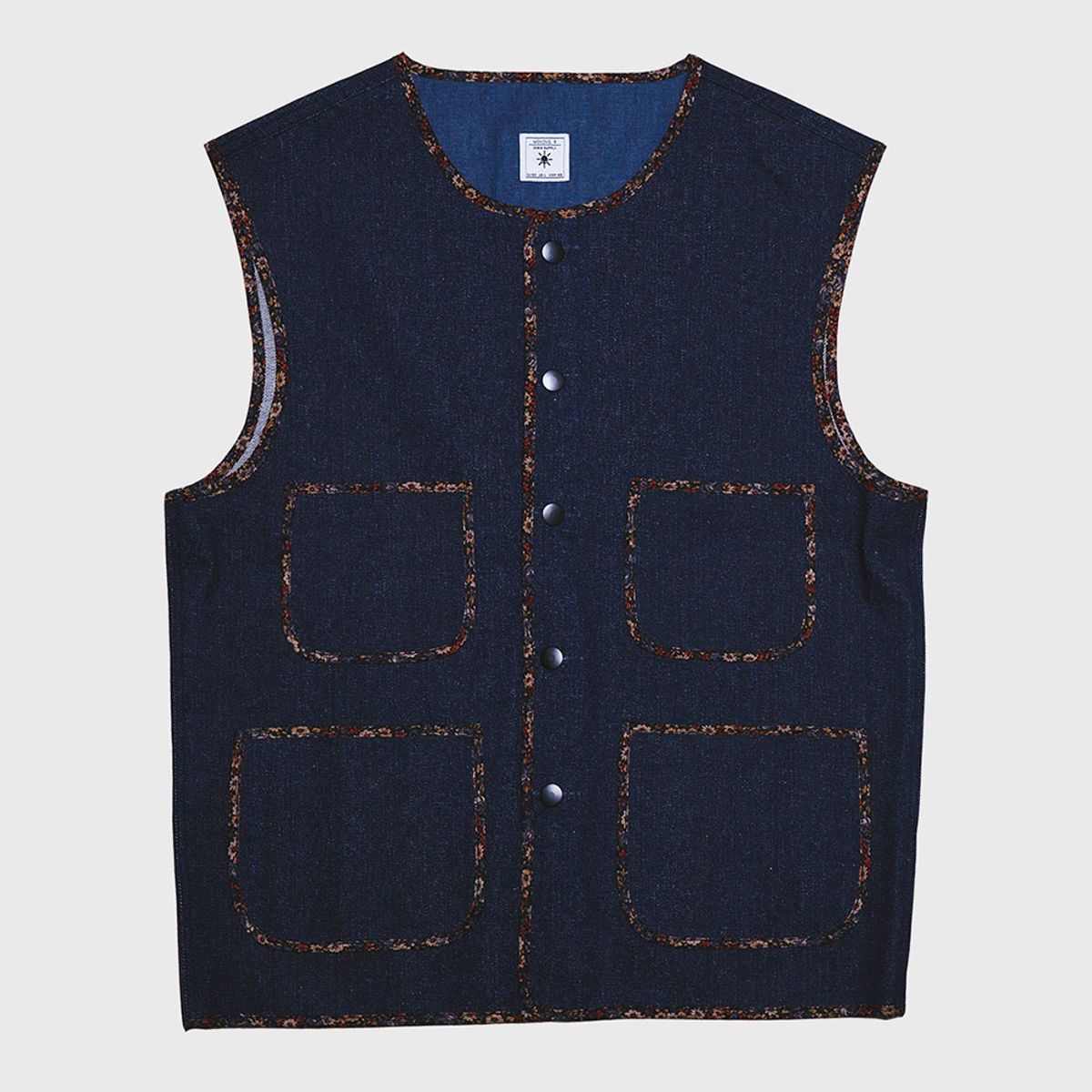 모빈스알(MOVINS.R) GRUS BINDING RAW M VEST JAPANESE BLUE