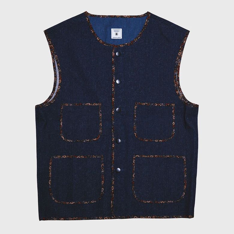 GRUS BINDING RAW M VEST JAPANESE BLUE