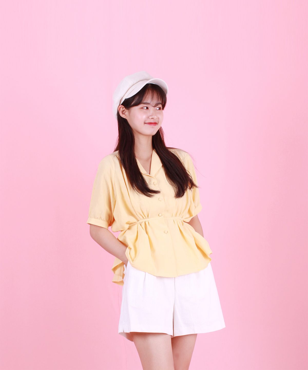 더 베리 띵(THE VERY THING) T/shirring detail blouse_YE