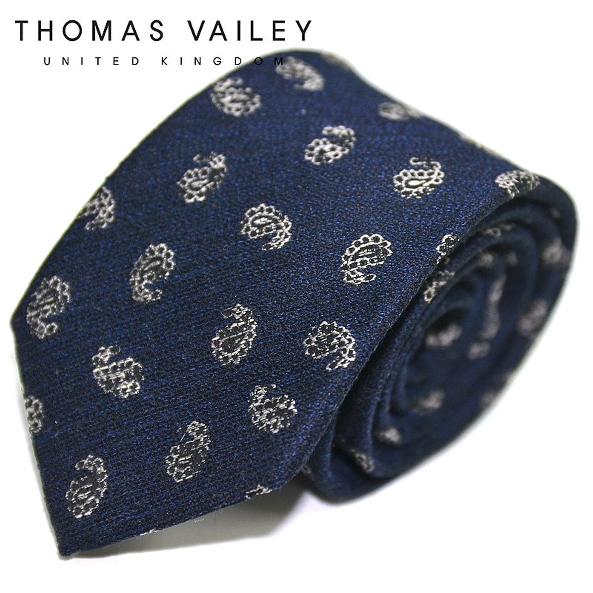 토마스 베일리(THOMAS VAILEY) 실크넥타이-엘리제 네이비화이트 7.5cm