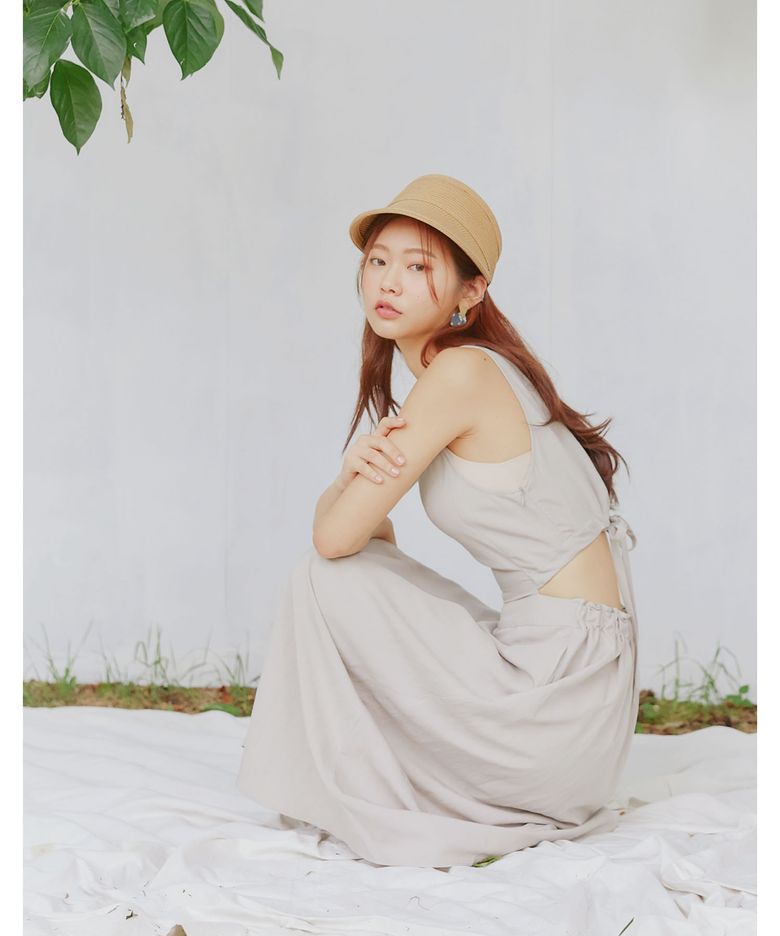 린넨 백오픈 롱원피스 [그레이]