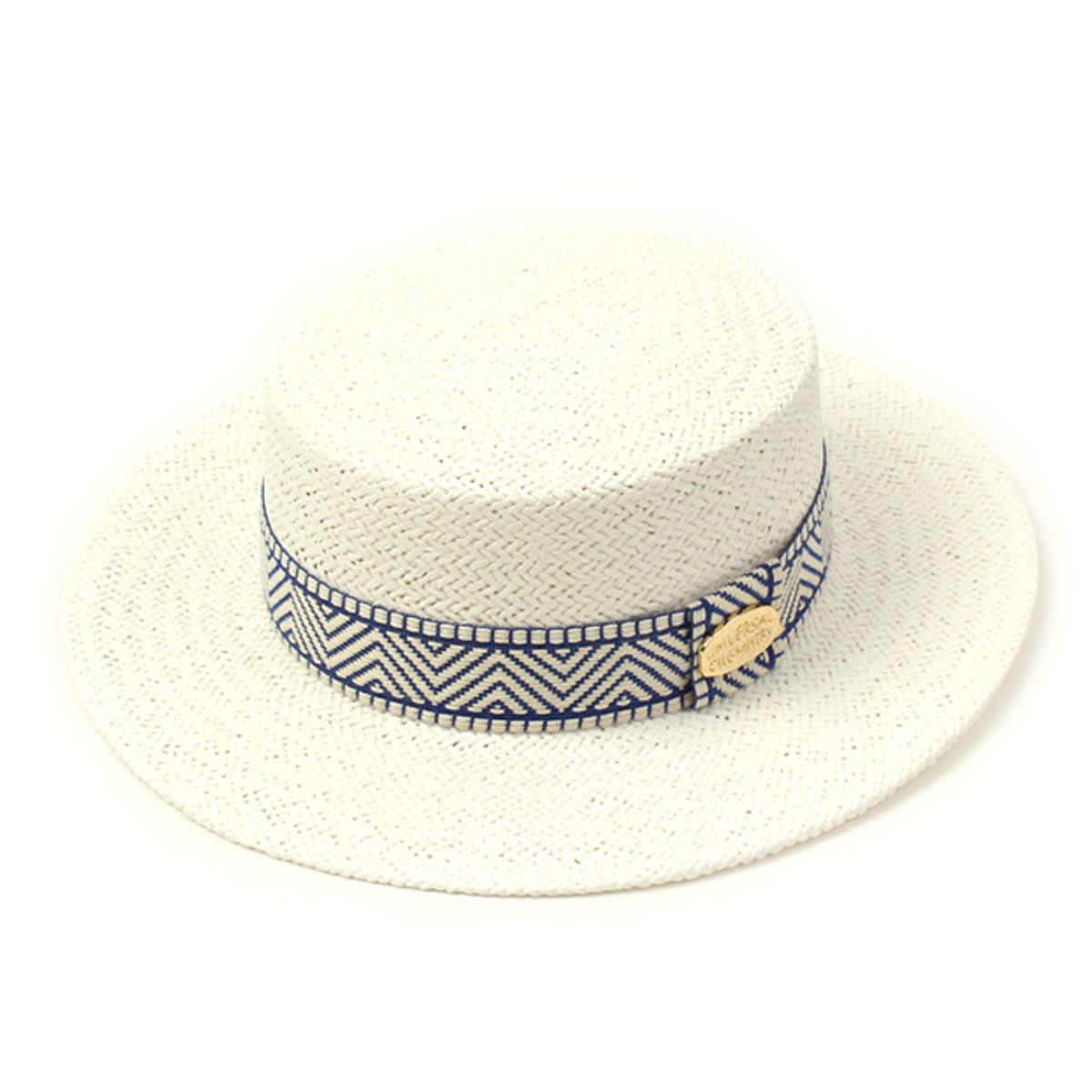 유니버셜 케미스트리(UNIVERSAL CHEMISTRY) Blue Mono Line White Panama Hat 파나마햇