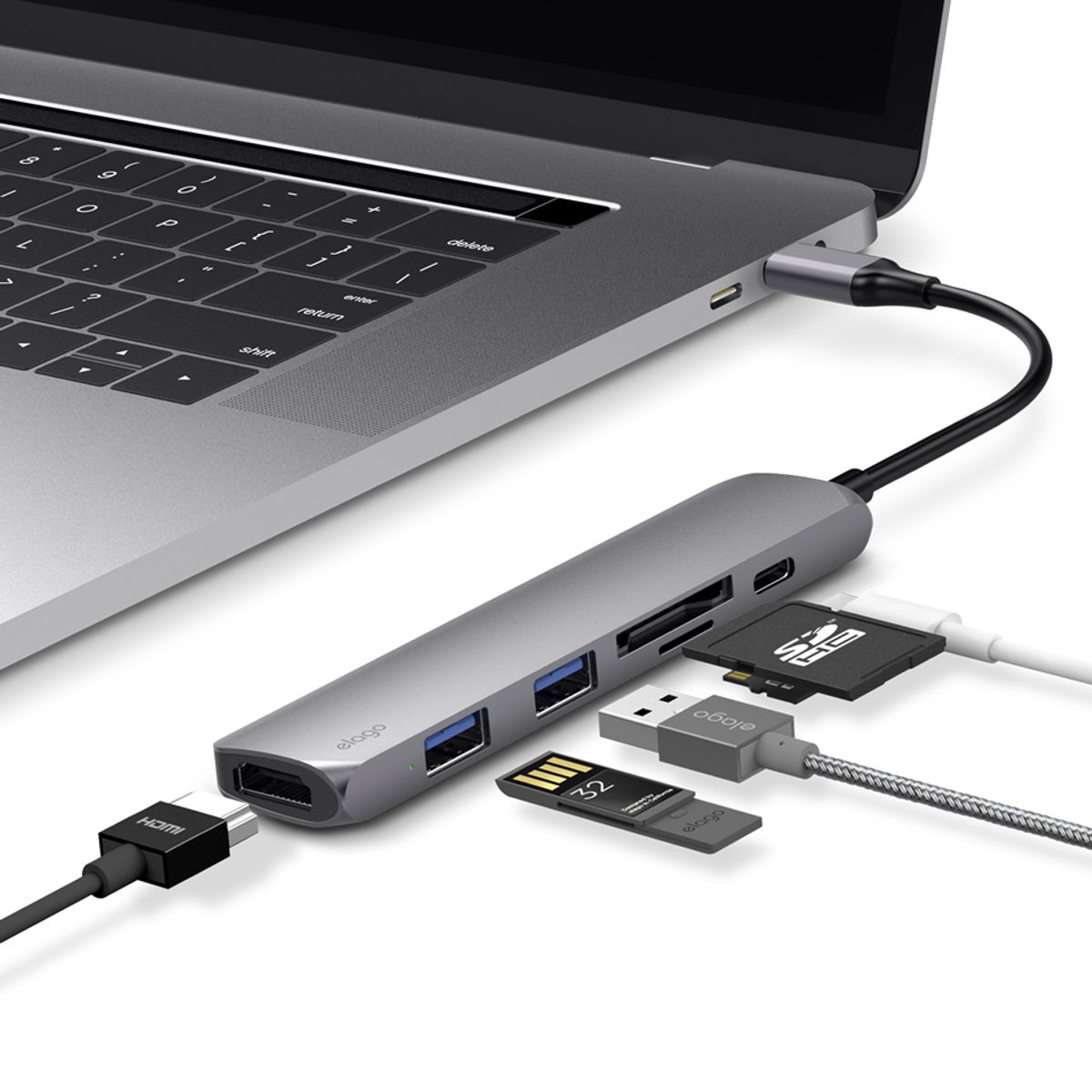 엘라고(ELAGO) 6in1 USB-C타입 HDMI 카드리더 4K 멀티 허브 어댑터