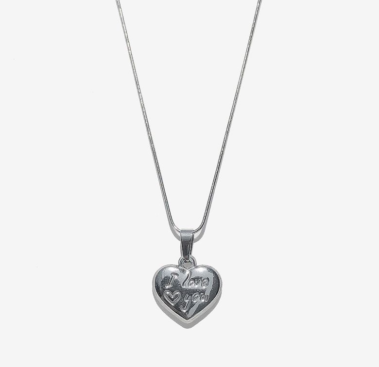 [19ALL] Surgical Steel I LOVE YOU Pendant Snake Chain Necklace  / 아이 러브유 뱀줄 체인 목걸이