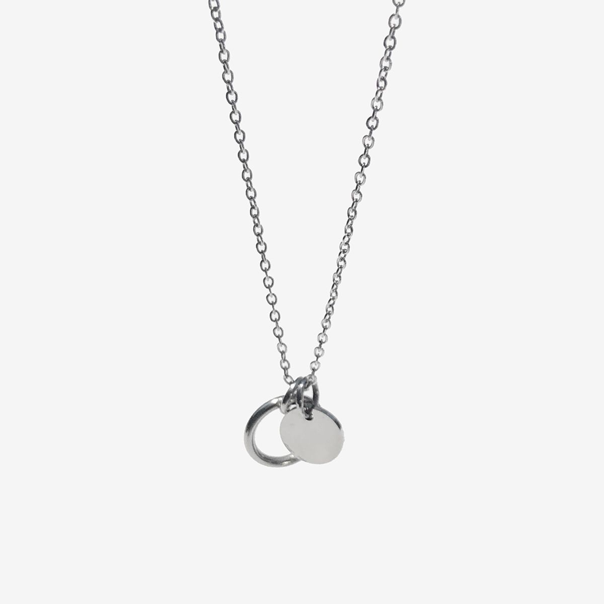 러쉬오프(RUSH OFF) Surgical Steel Dual Circle Pendant Chain Necklace  / 듀얼 써클 펜던트 체인목걸이
