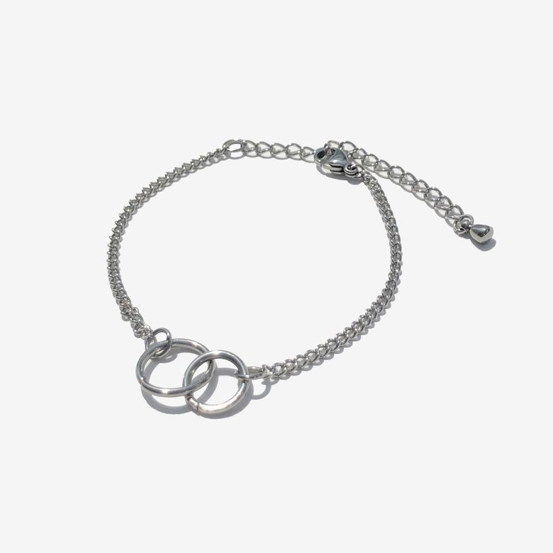 [19ALL] Surgical Steel Double Circle Pendant Chain Bracelet / 더블써클 펜던트 체인 팔찌-발찌