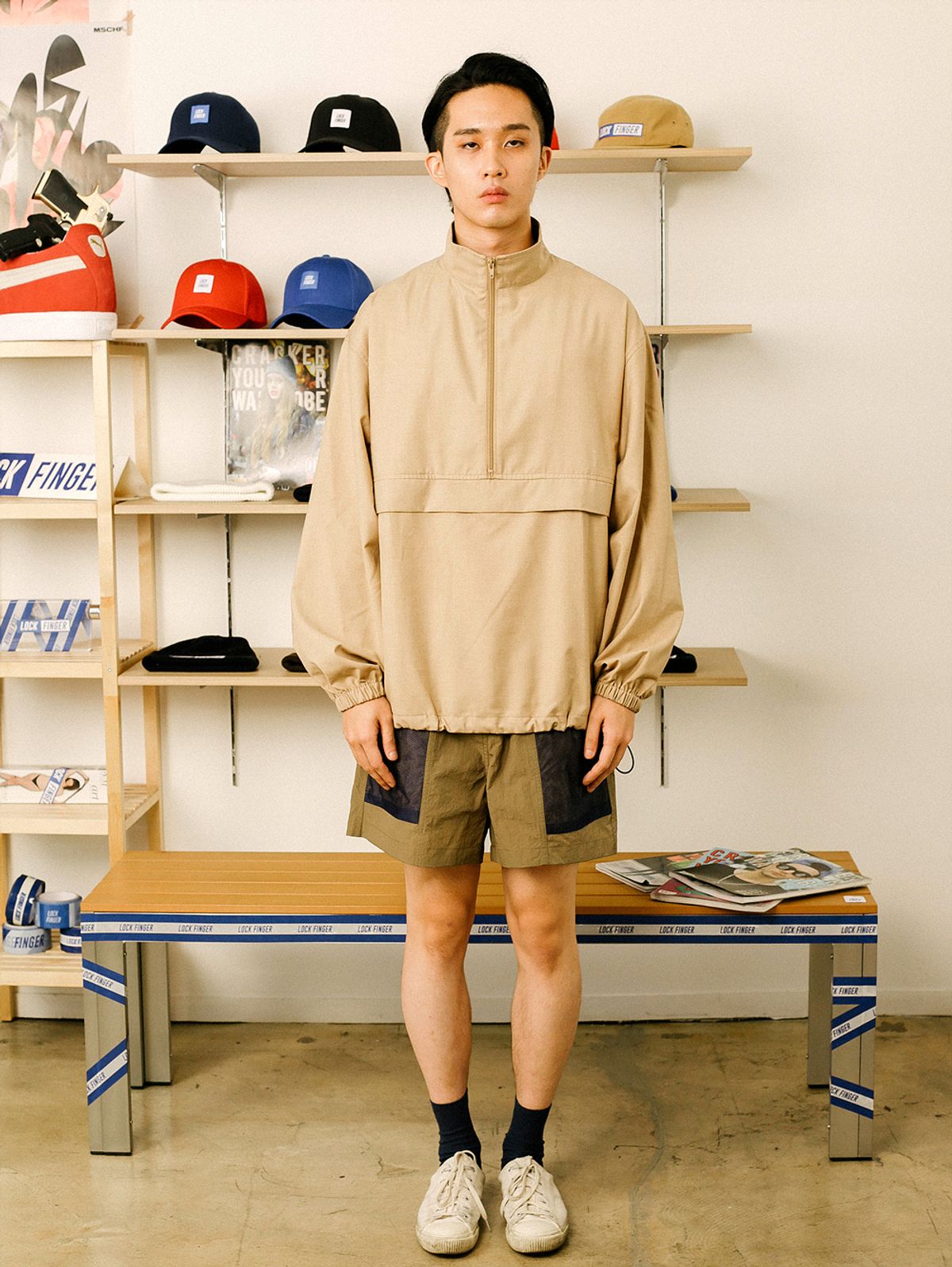 락핑거(LOCK FINGER) 포켓 쇼츠 팬츠 [ Beige ]