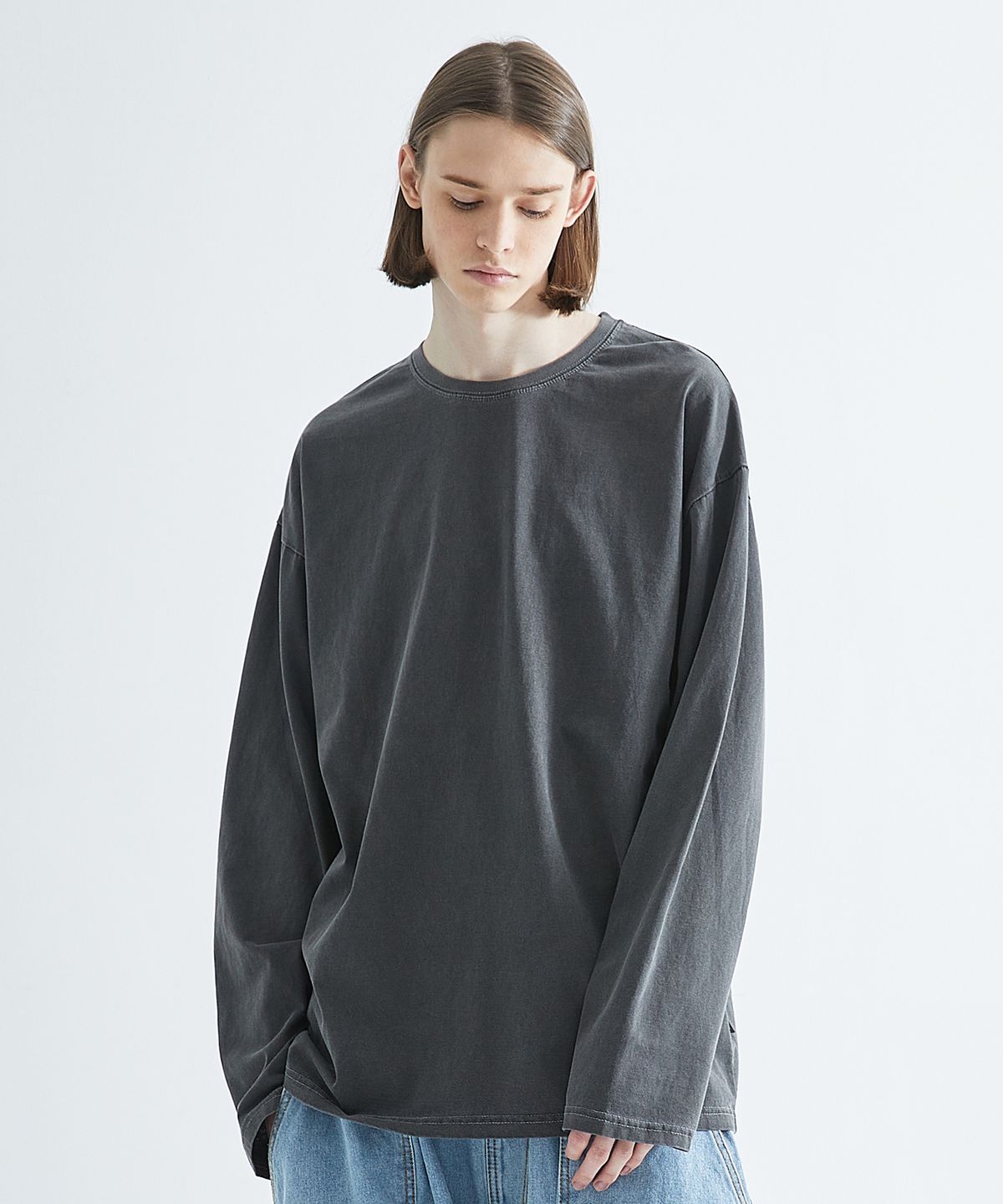 미니멀프로젝트(MINIMALPROJECT) 피그먼트 워시드 오버핏 롱 슬리브 티셔츠 MLT105 / 6COLOR