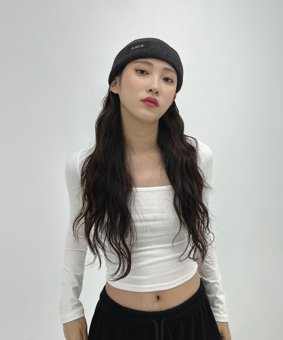 디쏘에이치(D.XO.H) 로고 비니 [ 다크그레이 ]