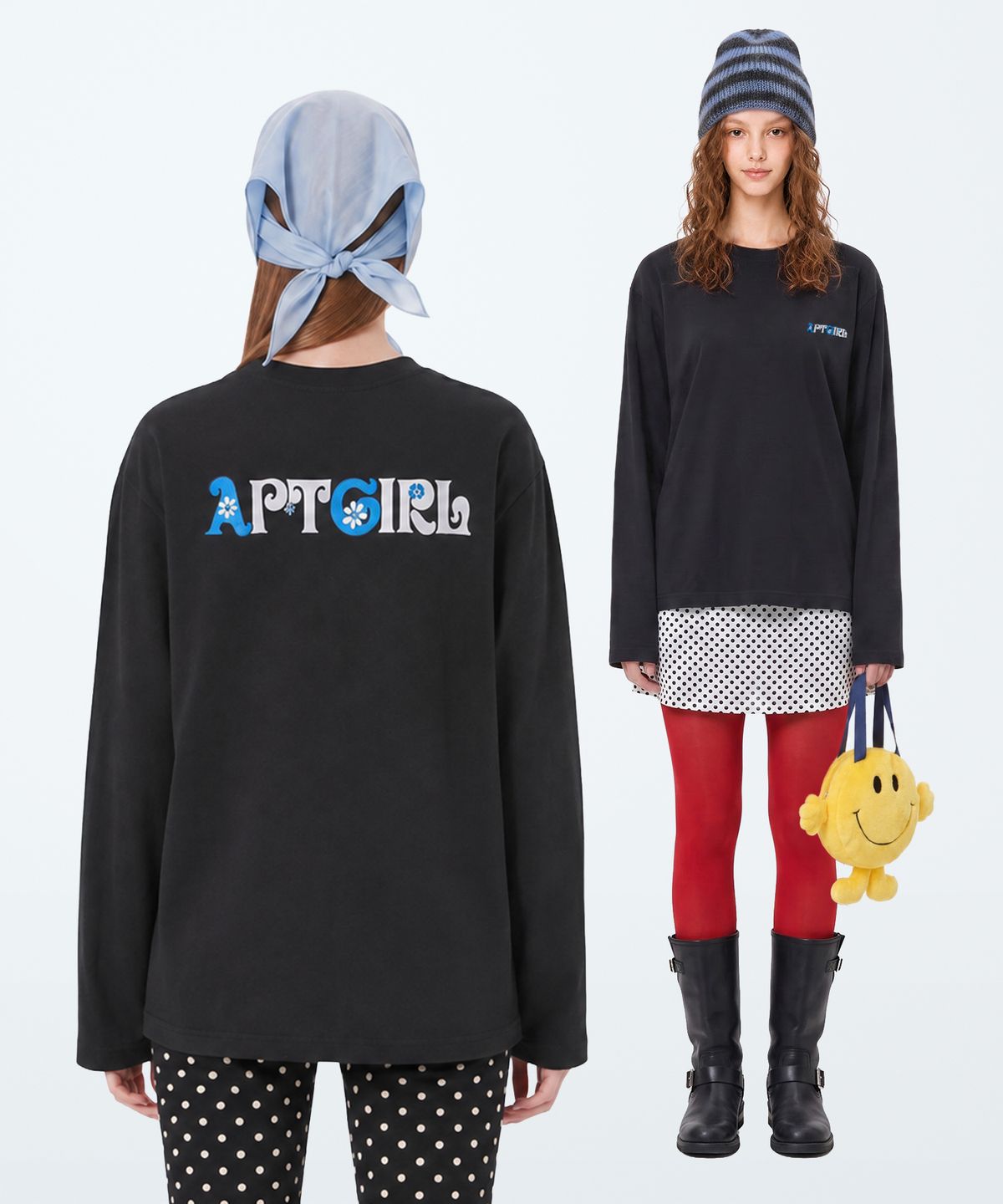 아파트먼트(APARTMENT) (W) APT FLORIST 2 LONG SLEEVE - BLACK