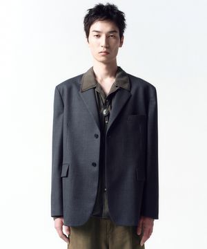 오버사이즈 울 블레이저 DARK GREY