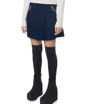 (W) FLETA WRAP SKIRT - NAVY