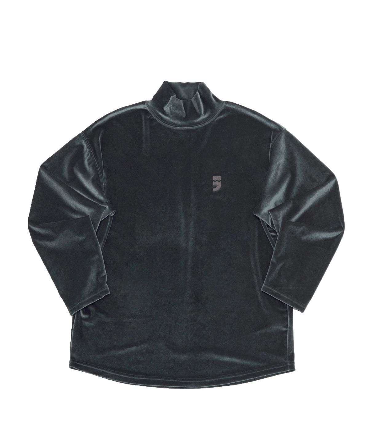 어낫띵(A NOTHING) DROP-SHOULDER VELVET TURTLE-NECK TEE (Charcoal)