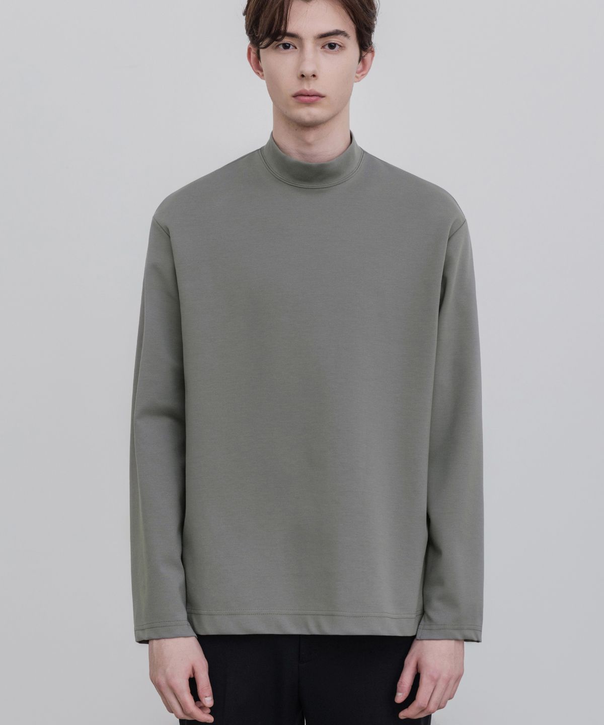드로우핏(DRAW FIT) 브리드 모크넥 롱 슬리브 티셔츠 [ASH GREY]