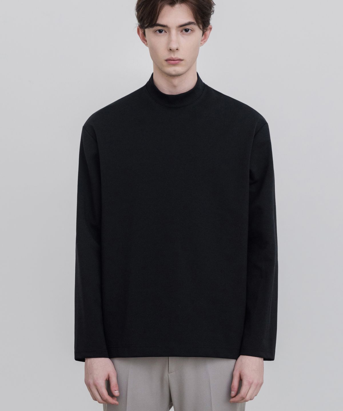 드로우핏(DRAW FIT) 브리드 모크넥 롱 슬리브 티셔츠 [BLACK]
