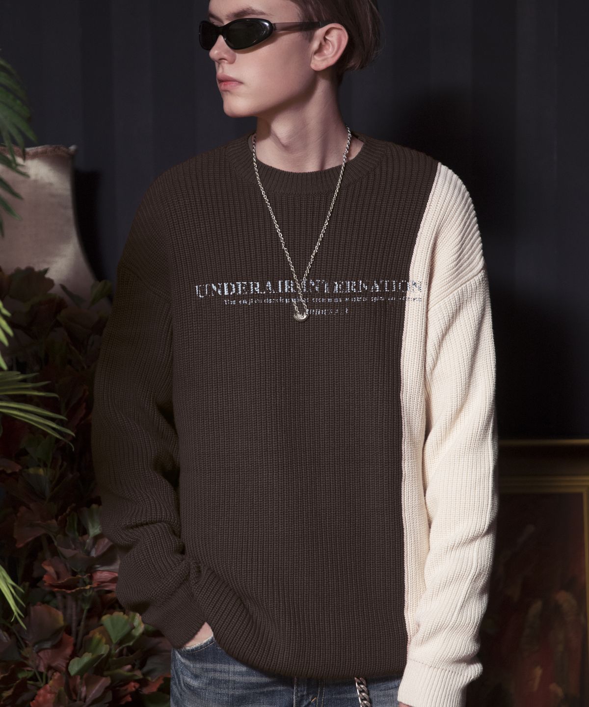 언더에어(UNDERAIR) COMPOFACE KNIT - BROWN