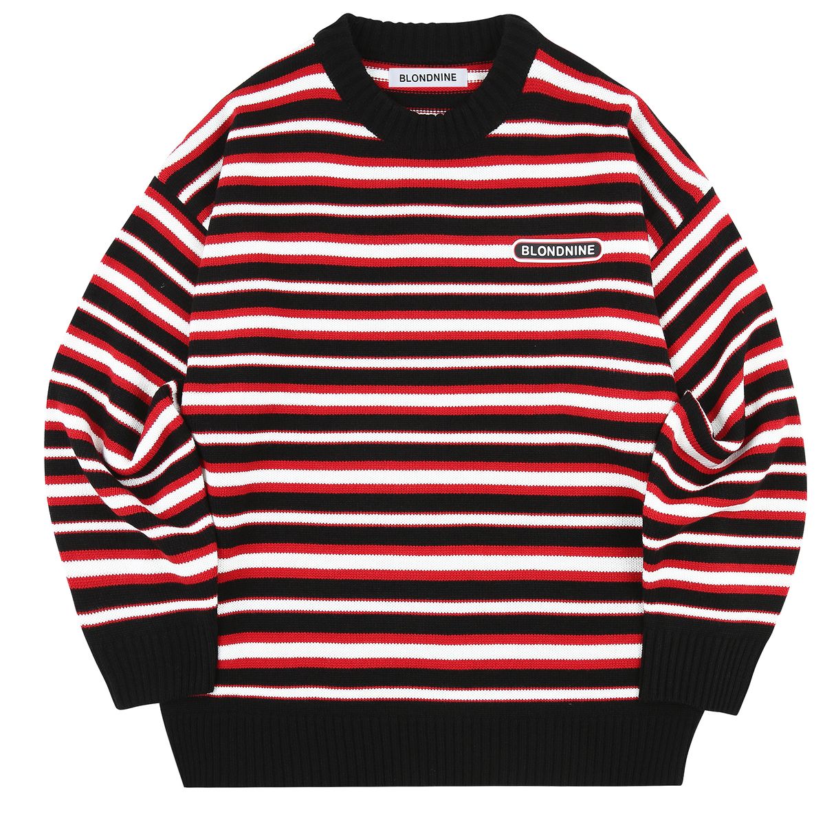 블론드나인(BLOND9) Stripe Knit Sweater_BLACK