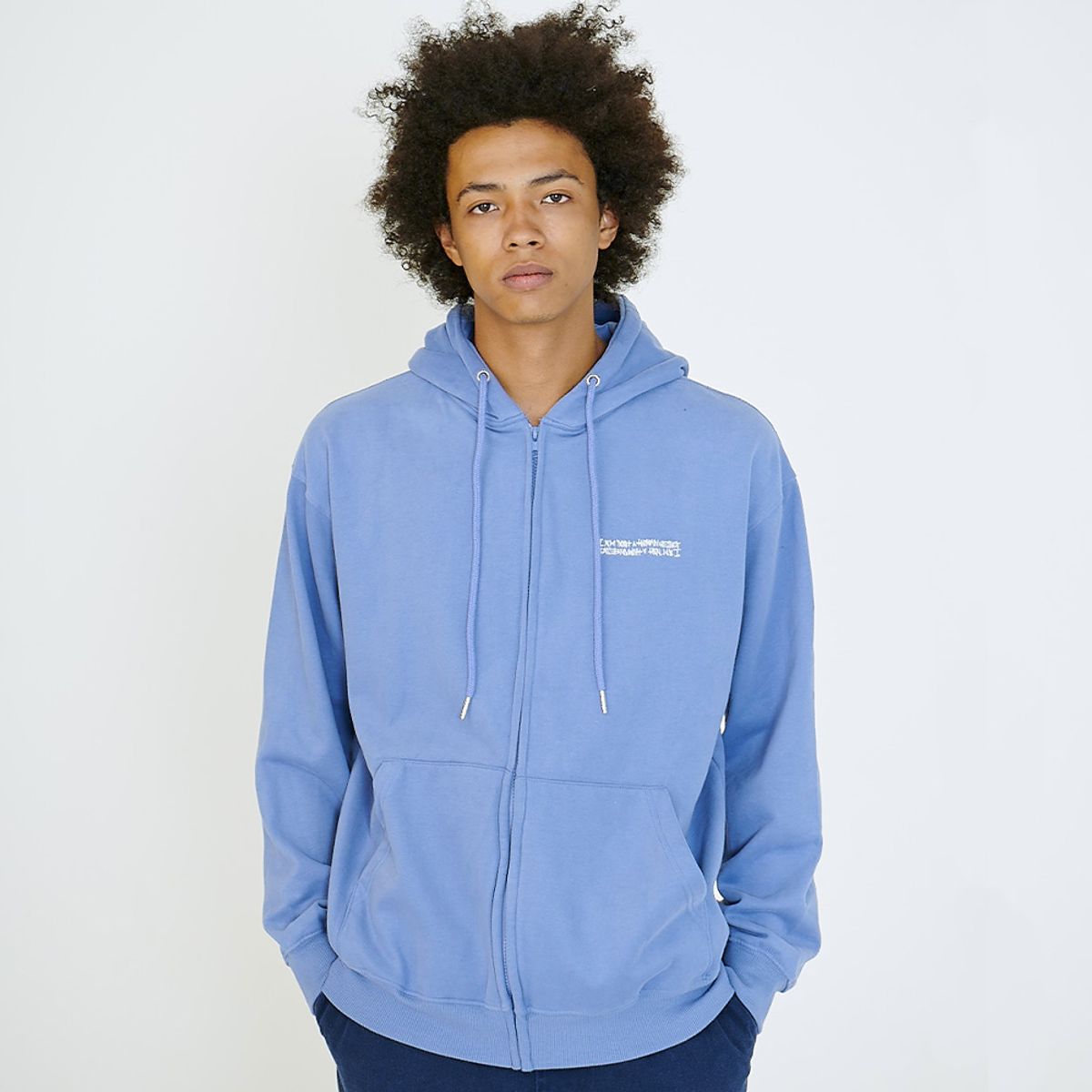 아임낫어휴먼비잉(I AM NOT A HUMAN BEING) Basic Logo Zip-up Hoodie - ROYAL BLUE