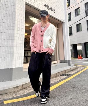 인타샤 하프 하프 니트 가디건_핑크