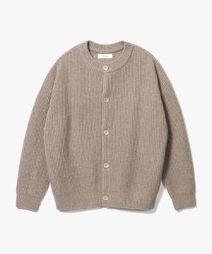 Concise Round Neck Cardigan [Beige]