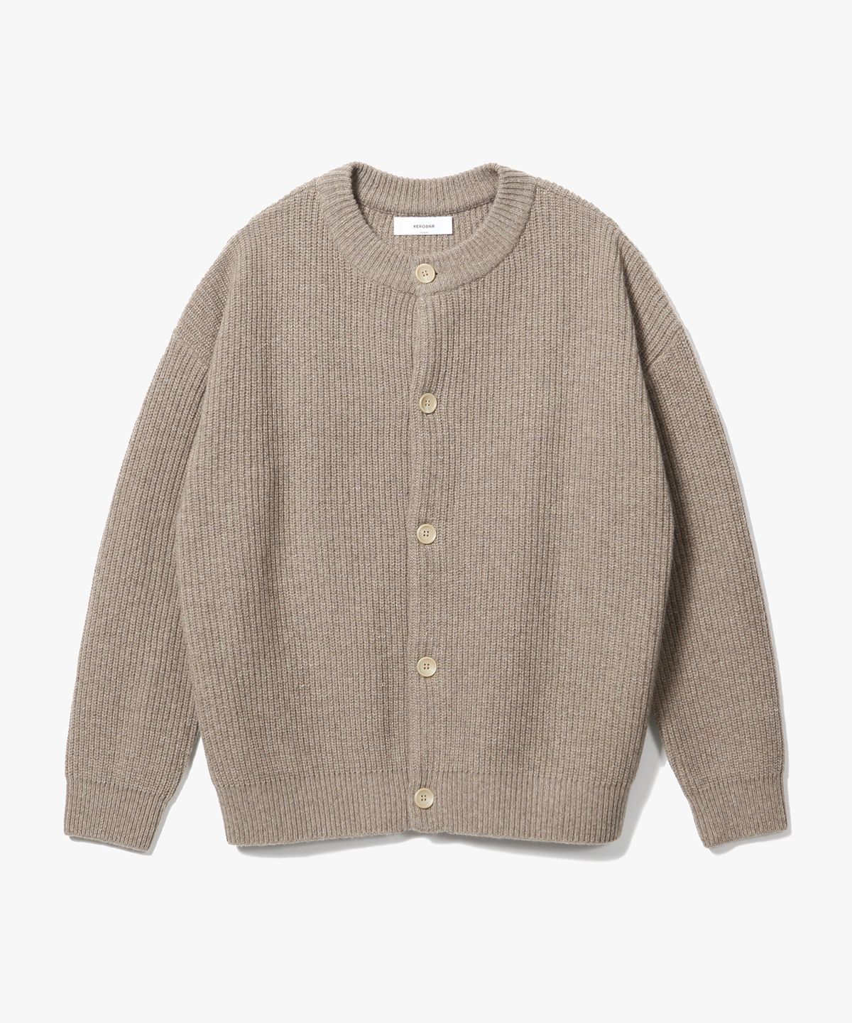 제로(XERO) Concise Round Neck Cardigan [Beige]