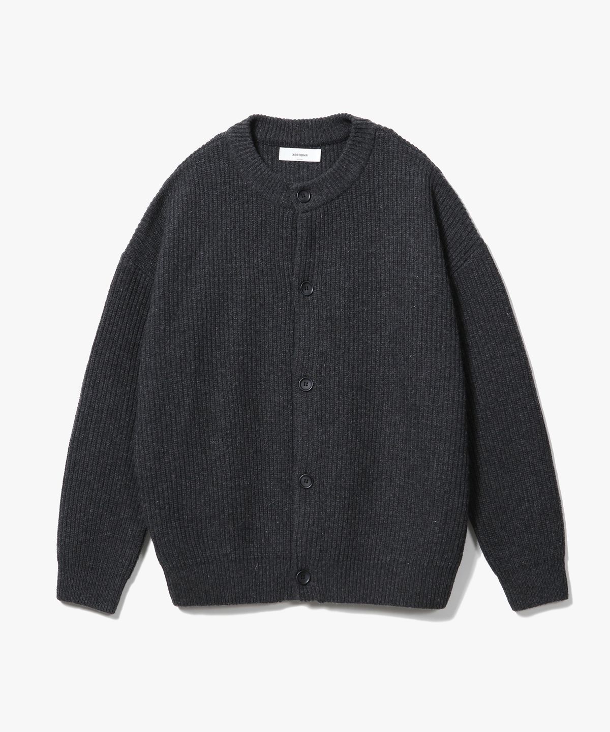 제로(XERO) Concise Round Neck Cardigan [Charcoal]