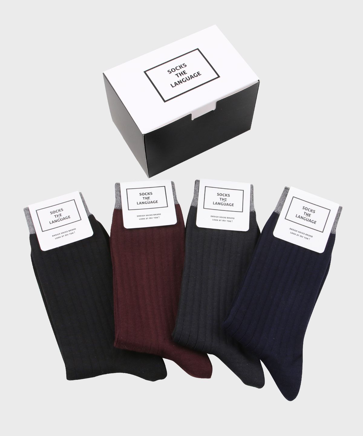 삭스더랭귀지(SOCKS THE LANGUAGE) 남성 솔리드 정장양말 4SET