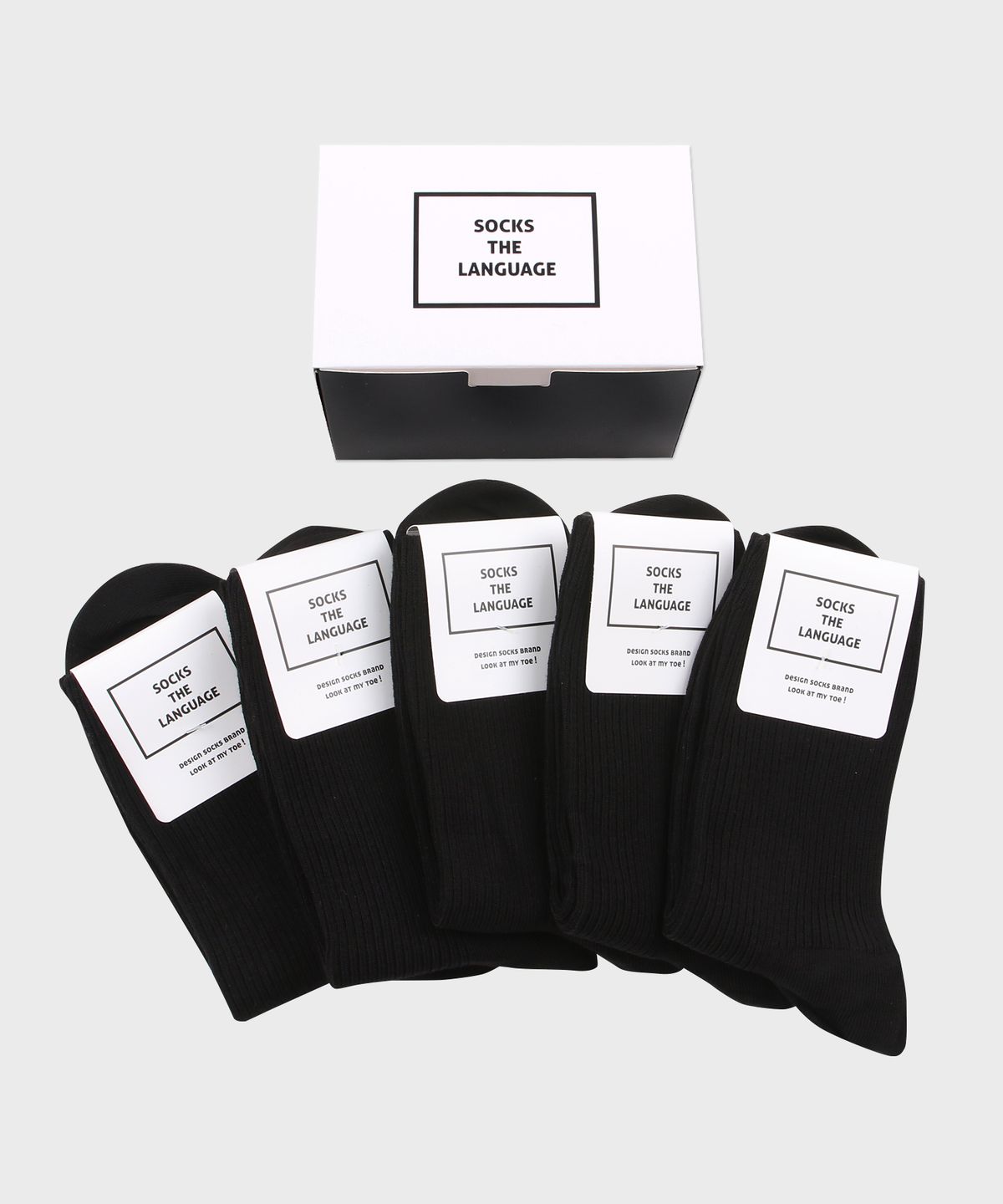 삭스더랭귀지(SOCKS THE LANGUAGE) 데일리 블랙 골지양말 5SET