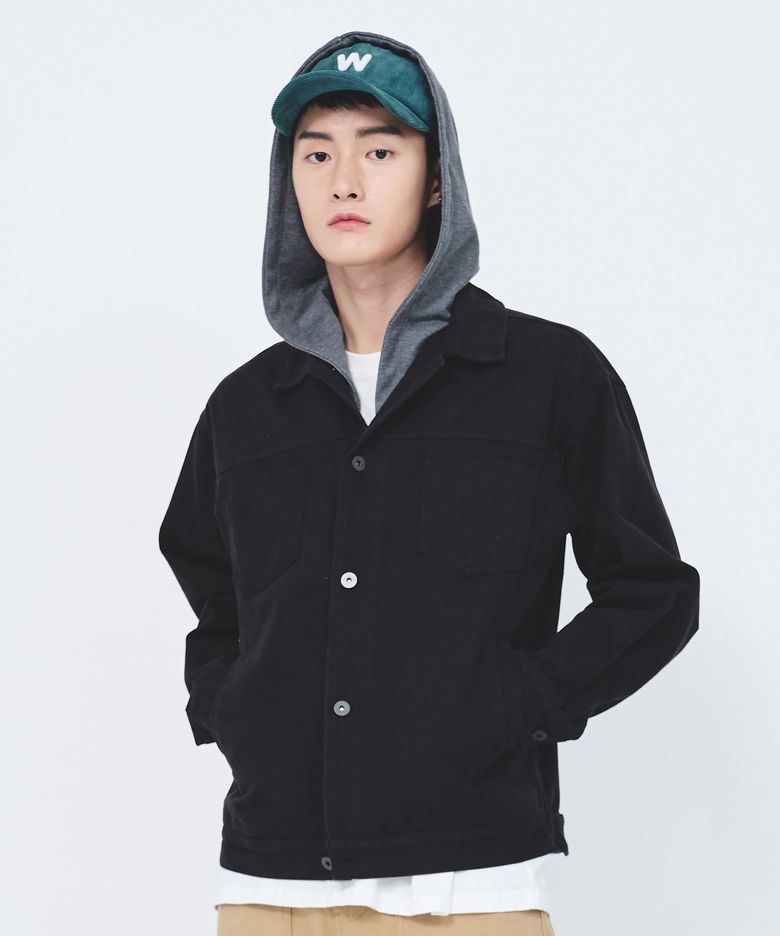 N/hood twill tracker jacket_BK