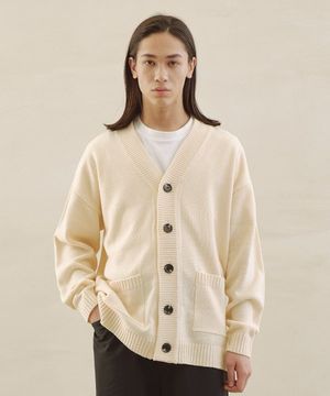 베이직 니트 가디건_아이보리