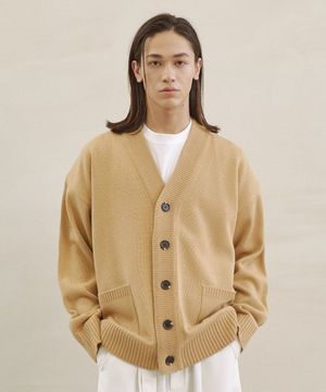 베이직 니트 가디건_베이지