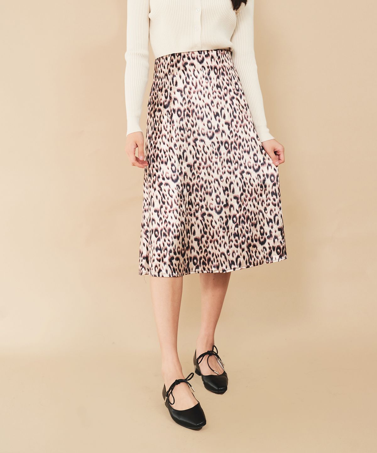 더 베리 띵(THE VERY THING) T/a-line leopard  band skirt_BR