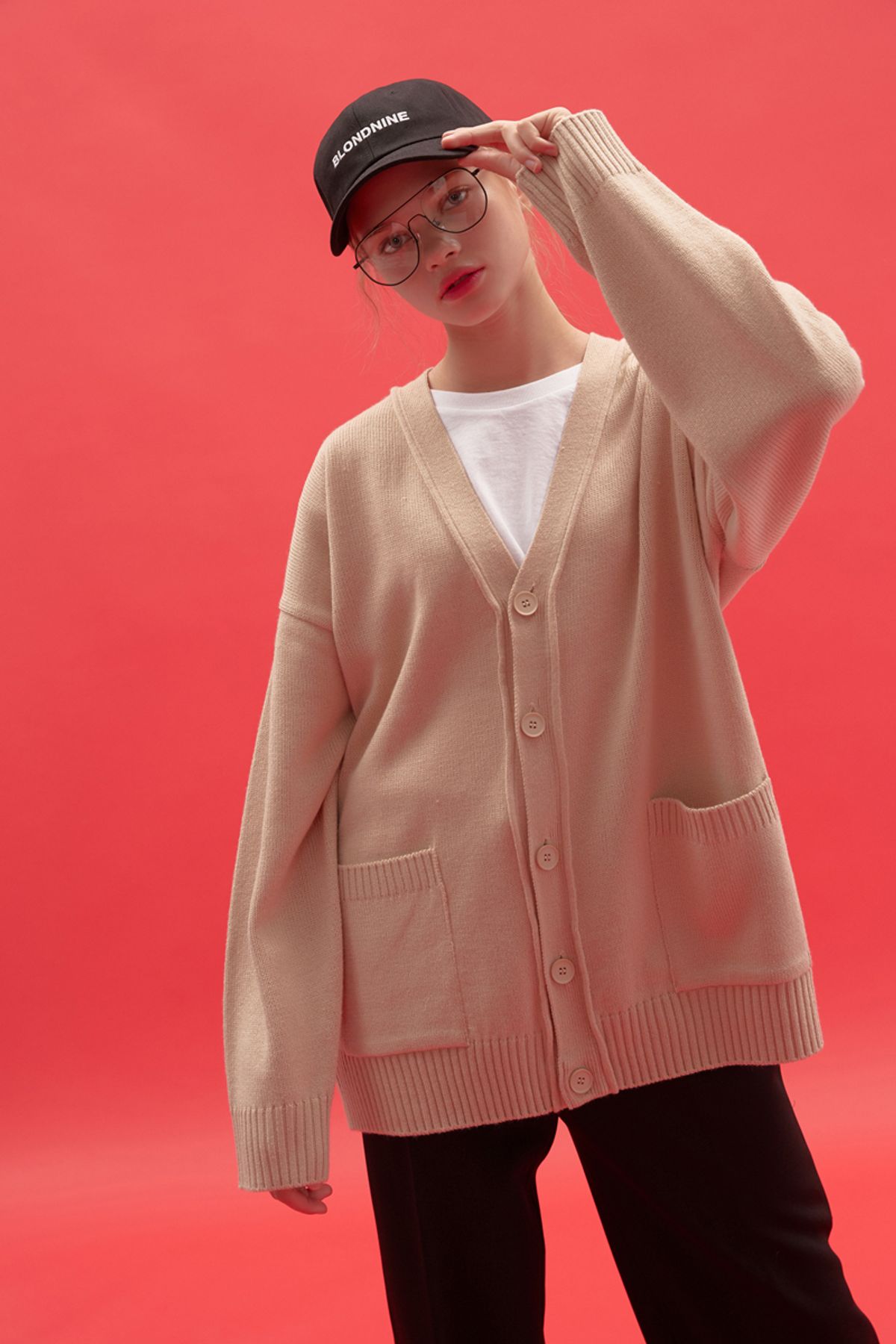 블론드나인(BLOND9) PIPING KNIT CARDIGAN_BEIGE