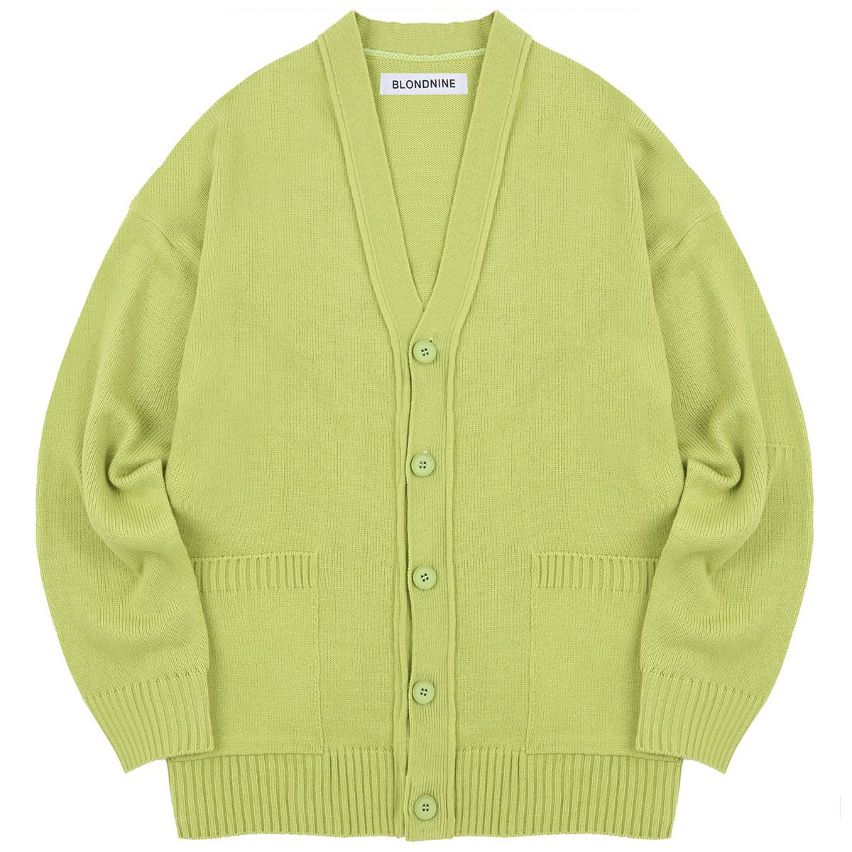 블론드나인(BLOND9) PIPING KNIT CARDIGAN_AVOCADO