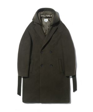 후드 더블 코트 khaki