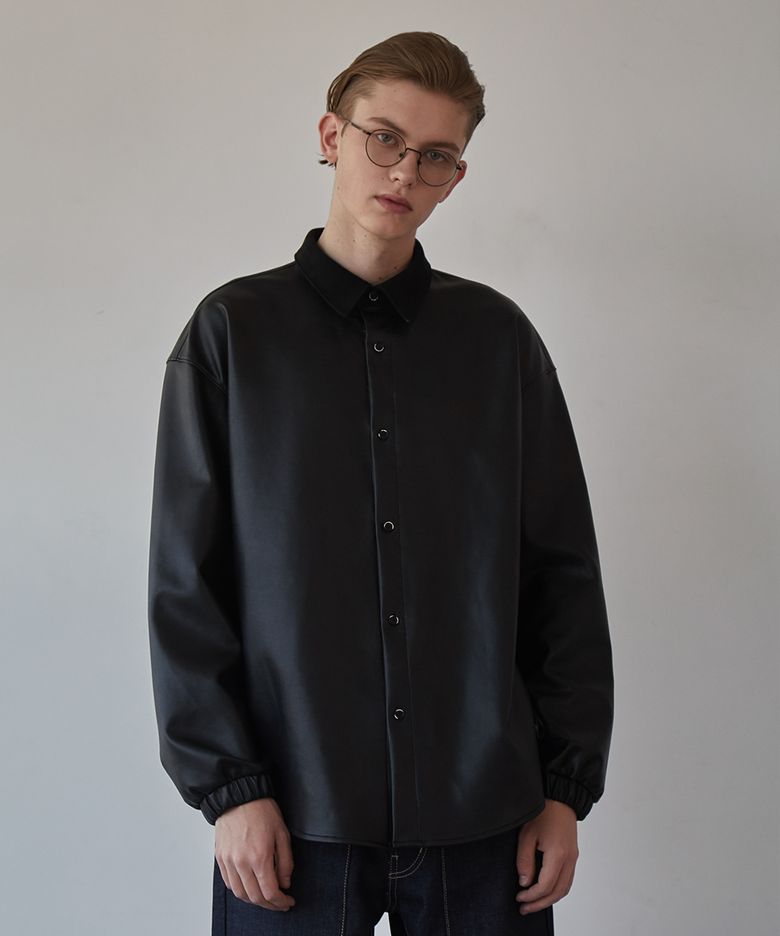 FAKE LEATHER SHIRTS (BLACK)
