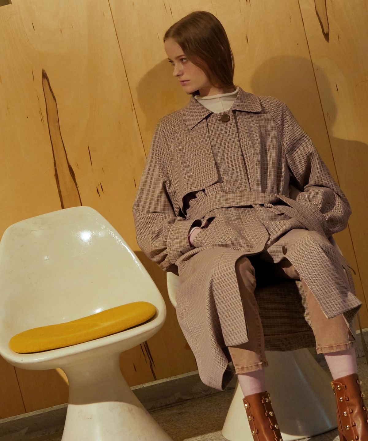 리이(RE RHEE) (WHITNEY) HOUNDSTOOTH TRENCH COAT