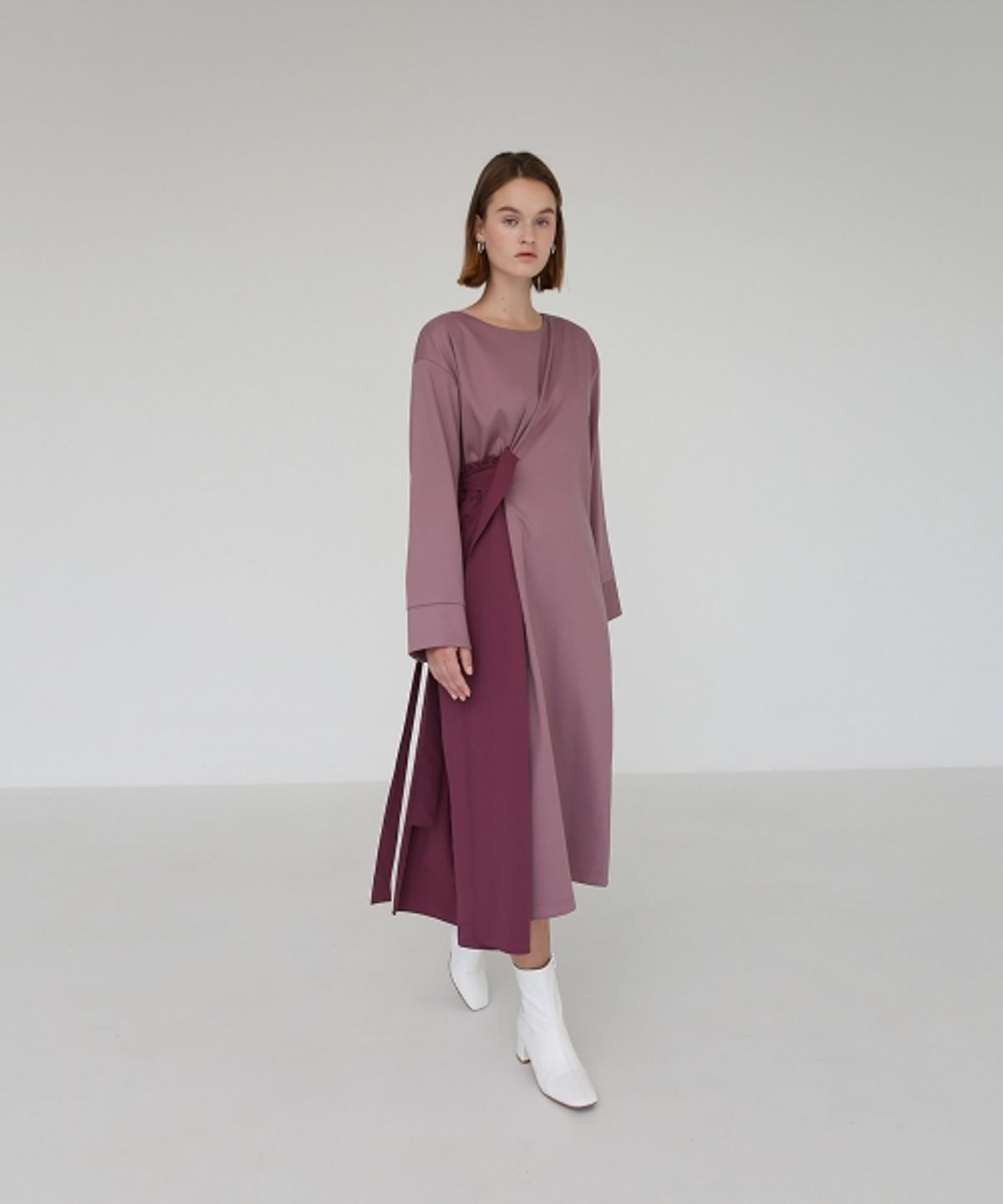 엠오엘(MOL) BLOCK WRAP DRESS - PURPLE