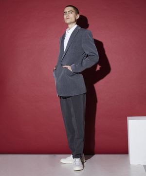 투 턱 팬츠 그레이