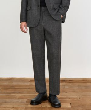 울 헤링본 체크 와이드 슬랙스 (CHARCOAL)