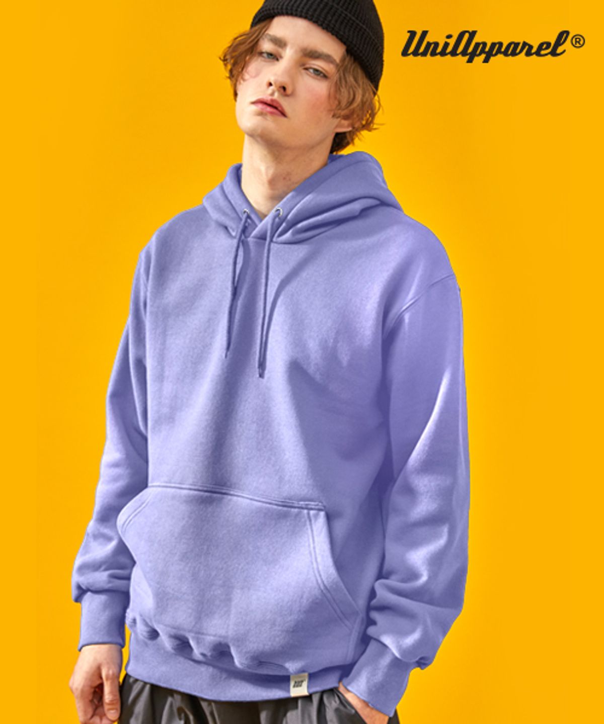 유니어패럴(UNI APPAREL) 베이직 기모 후드티 퍼플