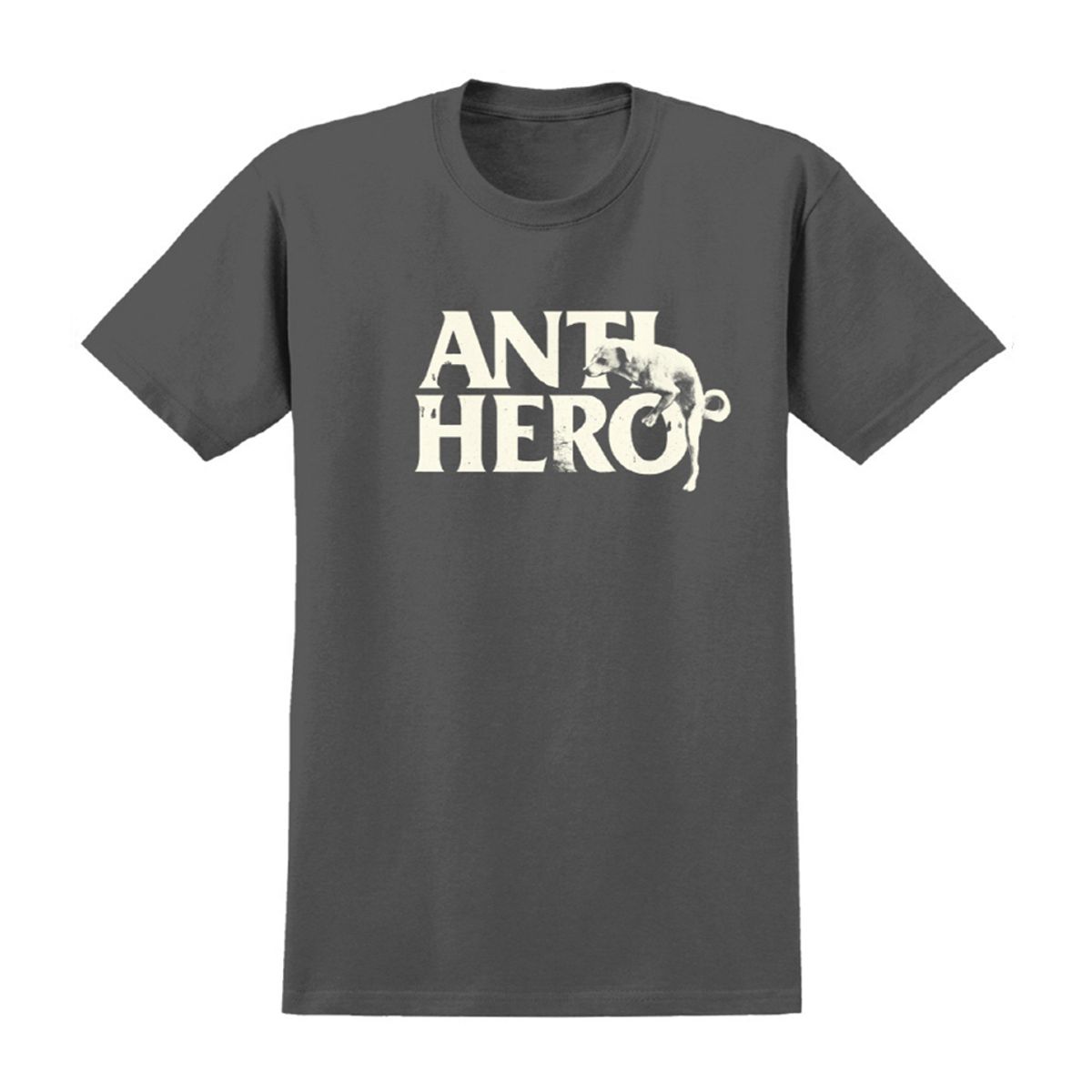 안티히어로(ANTI HERO) DOG HUMP S/S T-Shirt - CHARCOAL / DISCHARGE Print 51020273D