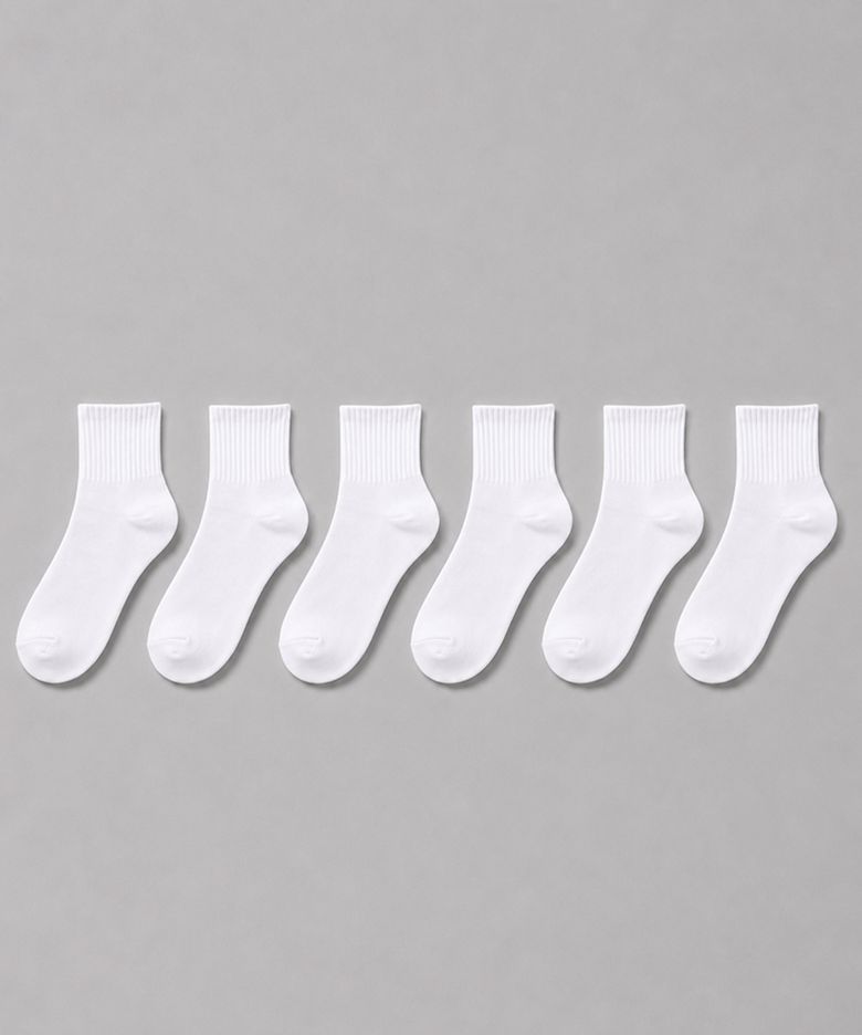[6팩] 무지 미들 크루넥 삭스