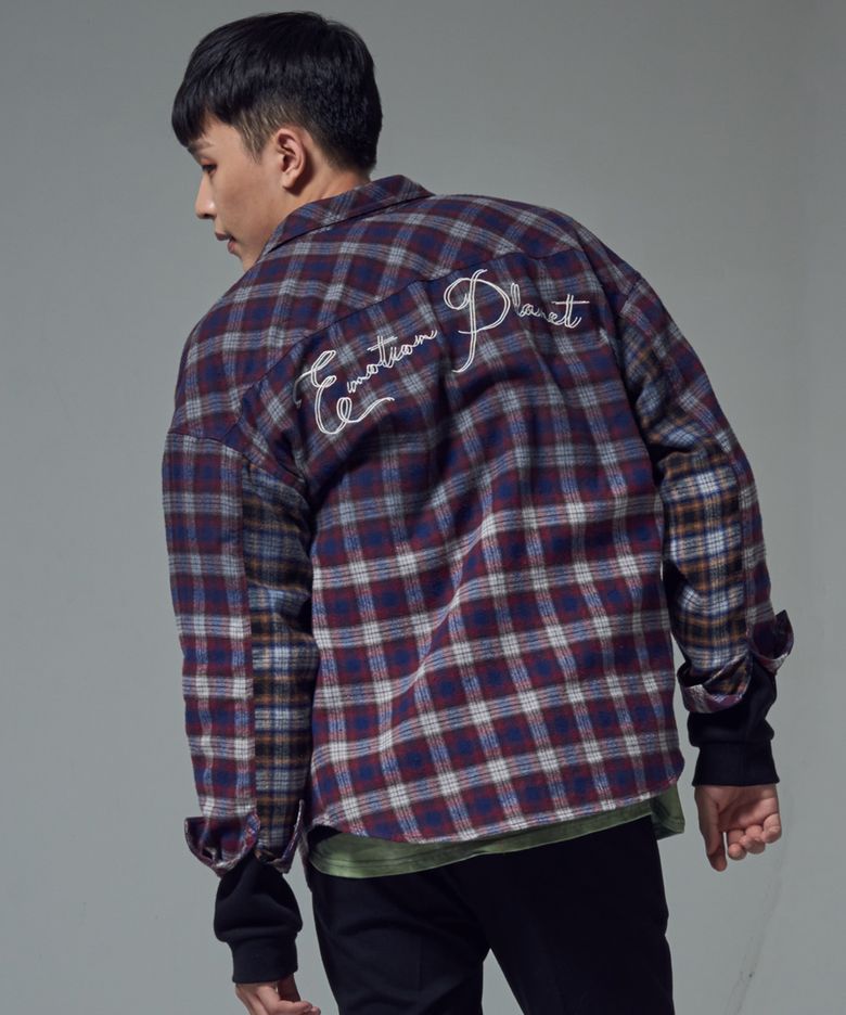 오버 다잉 체크 플란넬 셔츠 (레드)
